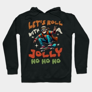 Funny Santa Riding a Skateboard Hoodie